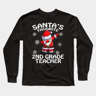 Santas Favorite 2Nd Grade Teacher Christmas Long Sleeve T-Shirt